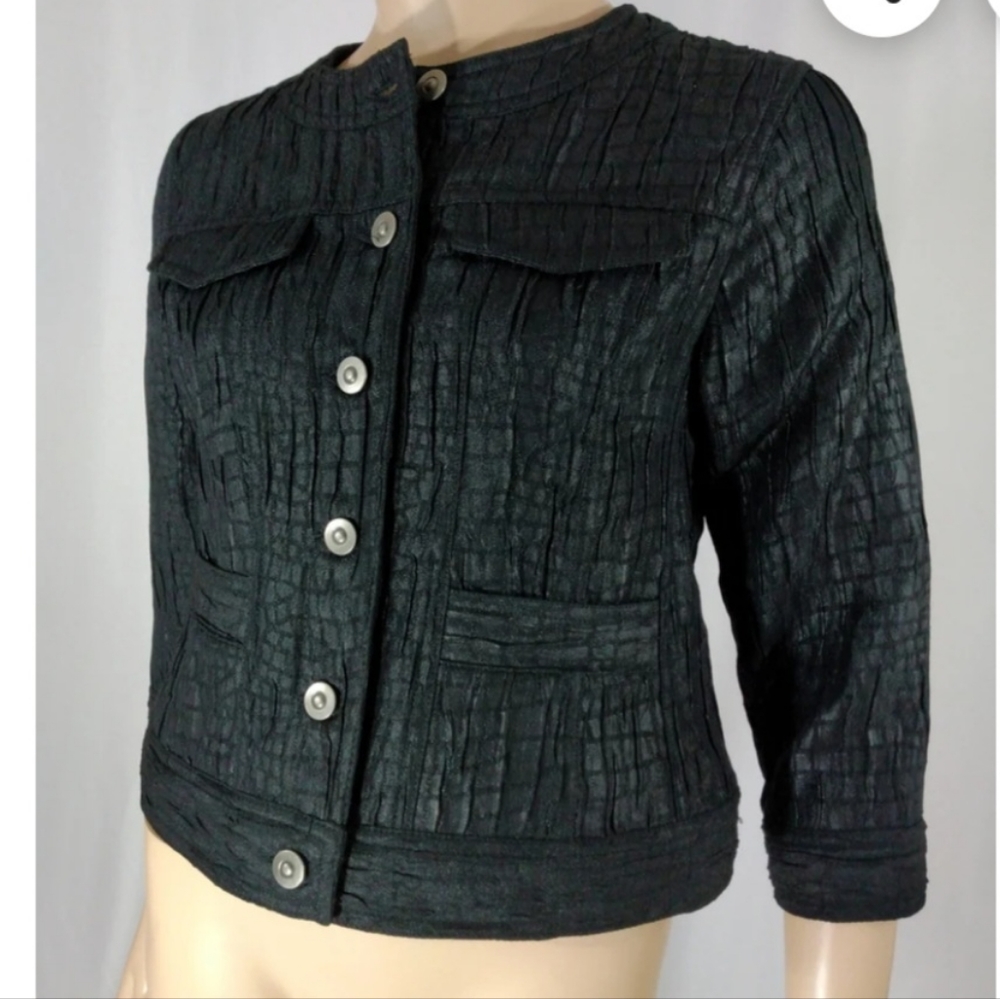 Ruby Rd. Black Textured Button Front Jacket Size … - image 7